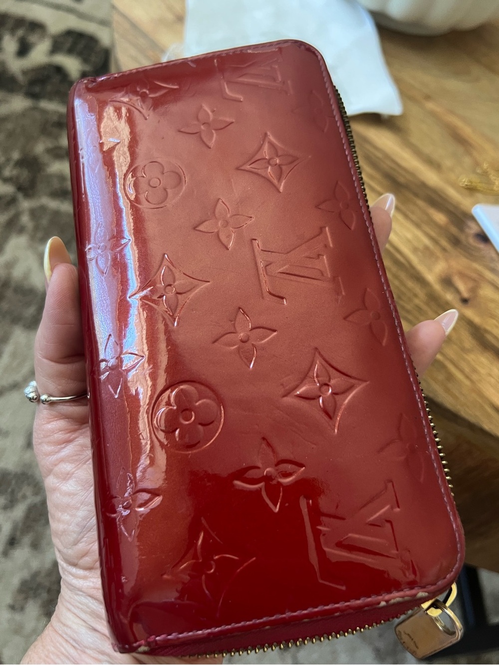 Louis Vuitton Vernis Cherry Red Zip-Around Wallet - PROJECT PIECE - AS IS